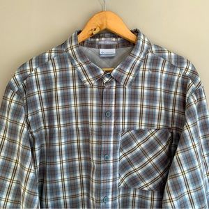 Columbia Men Size XL Shirt Insect Blocker Plaid Outdoors Hiking Camping Vented